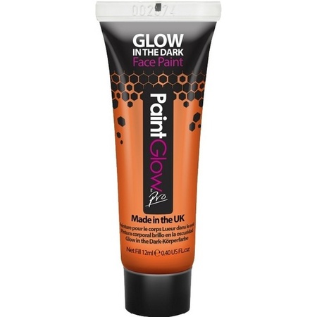 Face/Body paint - neon oranje/glow in the dark - 10 ml - schmink/make-up - waterbasis