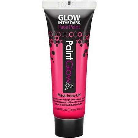 Face/Body paint - neon roze/glow in the dark - 10 ml - schmink/make-up - waterbasis