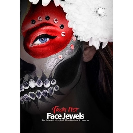 Face Jewels Day of the Dead - zilver - make-up steentjes - Halloween/Sugar Skull