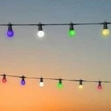 Festoon buitenfeestverlichting gekleurde RGB lampbolletjes 12 m