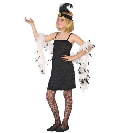 Flapper fringe costume/dress black for girls
