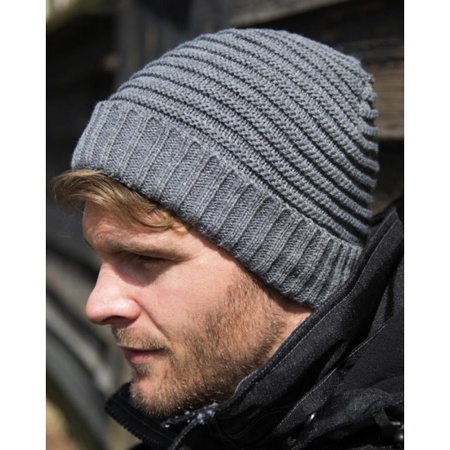 Knitted beanie for adults dark grey
