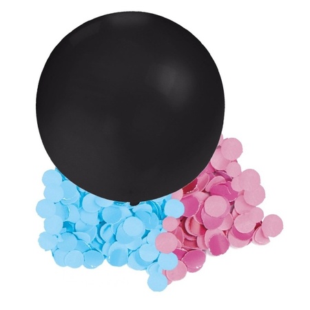 Gender reveal ballon inclusief roze en blauwe confetti 60 cm