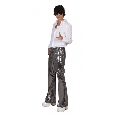 Verkleedkleding Glimmende zilveren disco broek