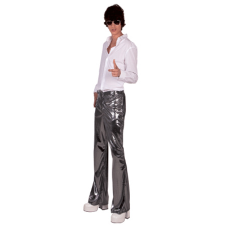Verkleedkleding Glimmende zilveren disco broek