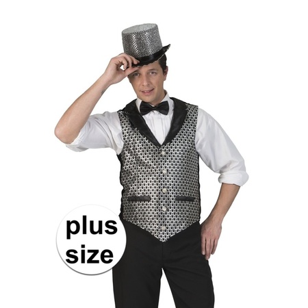 Plus size silver/black waistcoat for men