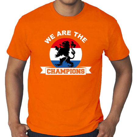 Grote maten oranje t-shirt Holland / Nederland supporter Holland kampioen met leeuw EK/ WK voor here