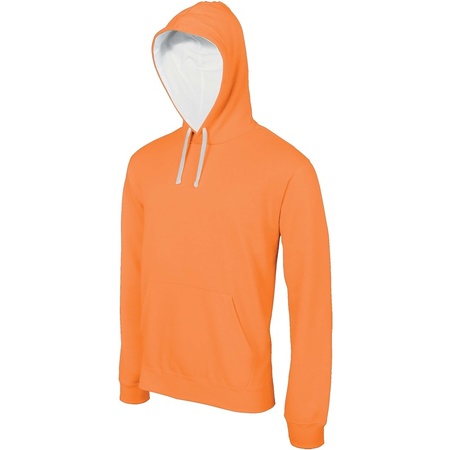 Grote maten oranje/witte sweater/trui hoodie voor heren