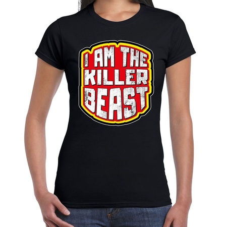 Halloween killer beast verkleed t-shirt zwart voor dames