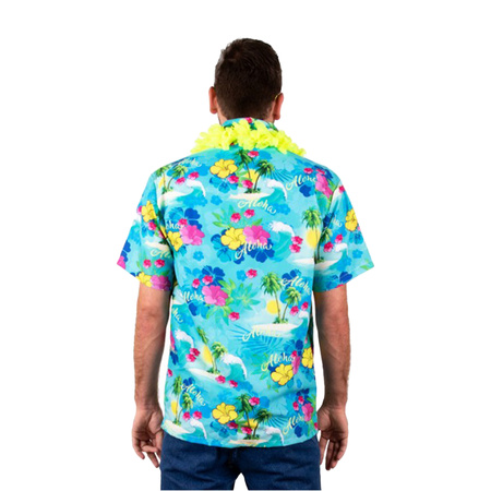 Toppers in concert - Hawaii shirt/blouse - Verkleedkleding - Heren - Tropische bloemen - blauw