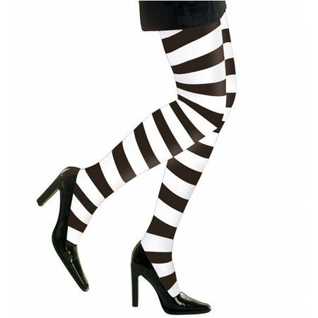 Witches fancydress accessory stockings black/white for ladies