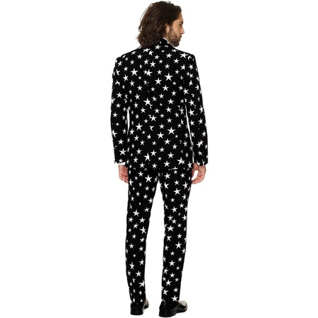 Mens dress up suit/costume black with stars print