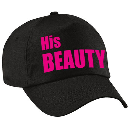 His Beauty pet / cap zwart met roze letters dames