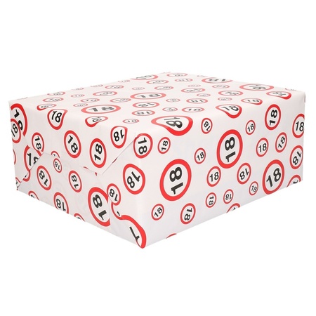 Gift wrap 18 years with traffic signs