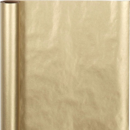 12x Rolls kraft wrapping paper gold/transparant pack - cellophane/brown/gold 500 x 70 cm cm - 400 x 