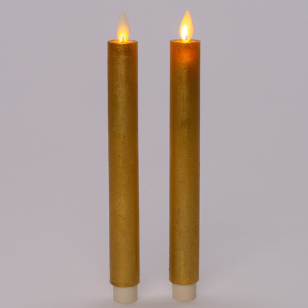Kaarsen set van 2x stuks Led dinerkaarsen goud inclusief afstandsbediening 23 cm