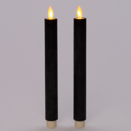 Kaarsen set van 2x stuks Led dinerkaarsen zwart inclusief afstandsbediening 23 cm