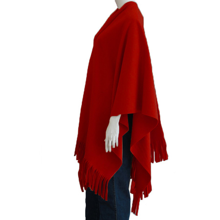 Luxurious shawl/poncho - red - 180 x 140 cm - fleece