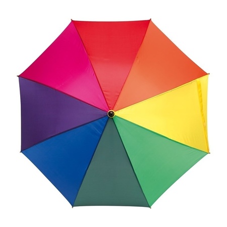 Luxe Regenboog paraplu met houten handvat 103 cm