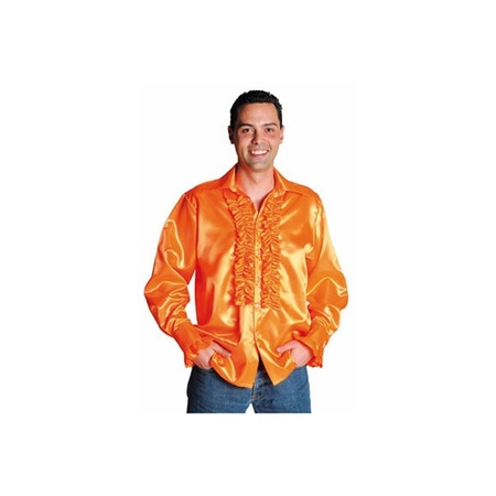 Verkleedkleding Luxe rouches blouse oranje