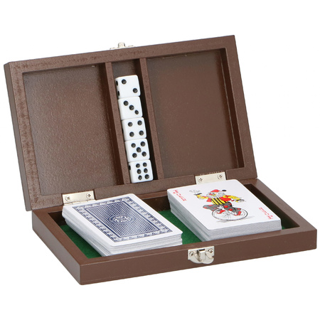 Playing card set in wooden box