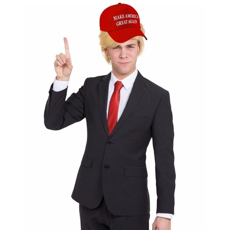 Dress up cap make America great again with wig and red tie
