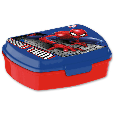 Marvel Spiderman lunch box set for children - 3 pieces - blue - incl. gym bag/school bag