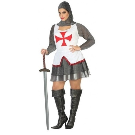 Medieval knight/cavelier costume white/red for women
