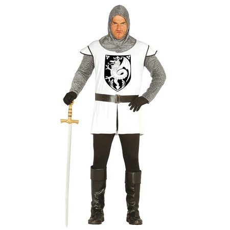 Middeleeuwse ridder verkleed kostuum wit voor heren