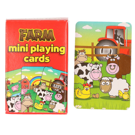 Mini boerderij dieren thema speelkaarten 6 x 4 cm in doosje