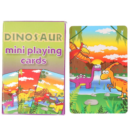 Mini dinosaurussen thema speelkaarten 6 x 4 cm in doosje