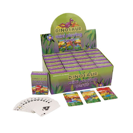 Mini dinosaurussen thema speelkaarten 6 x 4 cm in doosje