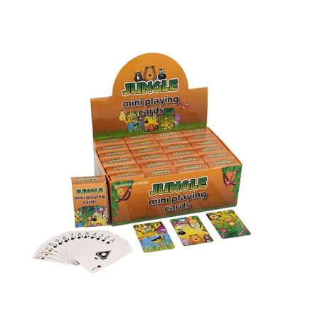 Mini jungle dieren thema speelkaarten 6 x 4 cm in doosje