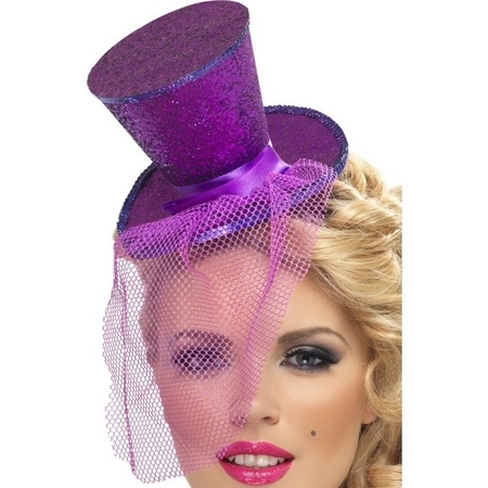 Purple mini top hat on headband