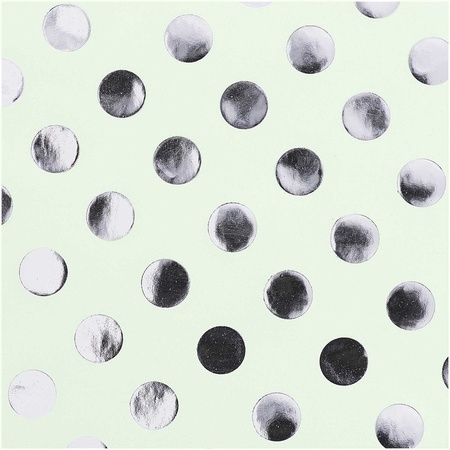 6x Rolls foil wrapping paper silver/golden dots pack - black/mint green 200 x 70 cm