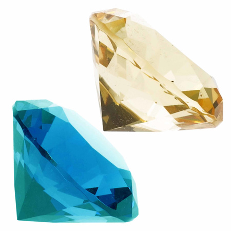 Nep edelstenen/diamanten van glas 5 cm doorsnede geel en blauw