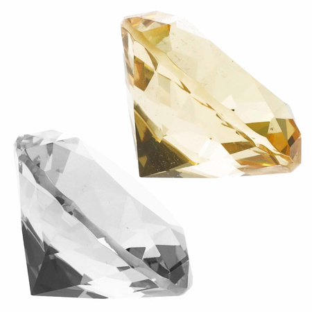 Nep edelstenen/diamanten van glas 5 cm doorsnede geel en transparant