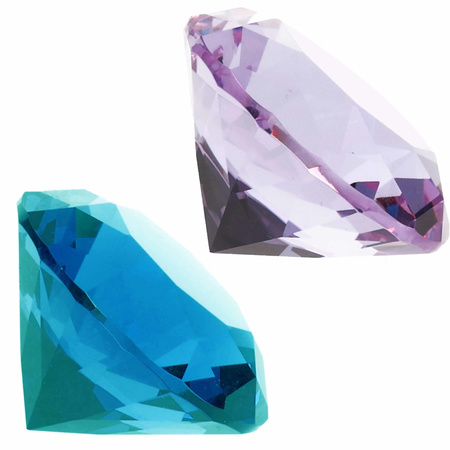 Nep edelstenen/diamanten van glas 5 cm doorsnede lila en blauw