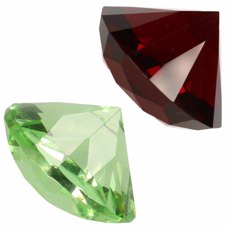 Fake gemstones/diamants of glass 5 cm red and green