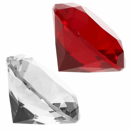 Fake gemstones/diamants of glass 5 cm red and transperant