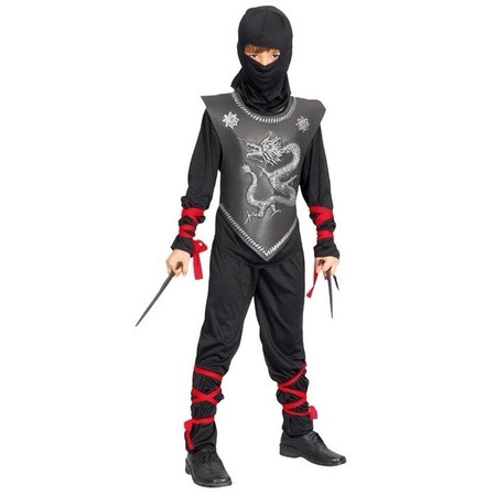 Ninja kostuum maat S met dolken voor kinderen