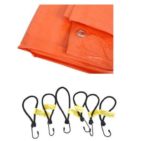 Orange tarps 4 x 6 meters with 24x elastic hook cords