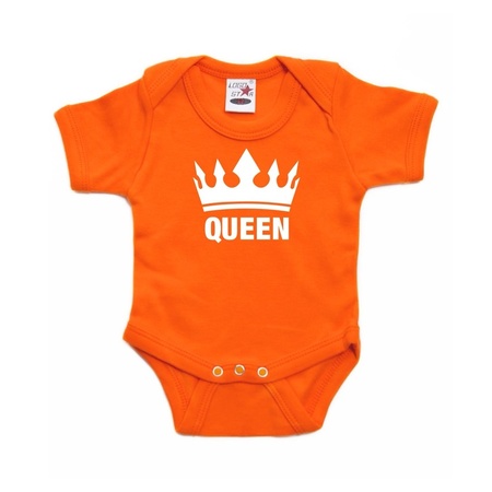 Oranje koningsdag romperje Queen met kroon baby