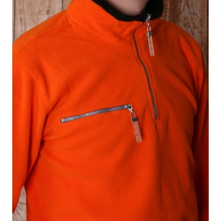 Voordelige oranje met zwart fleece sweater
