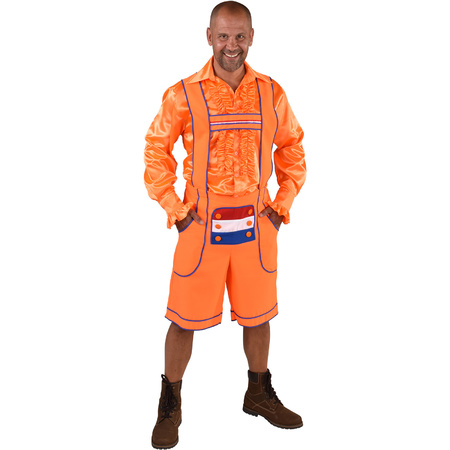 Oranje Tiroler broek / lederhosen verkleedkleding