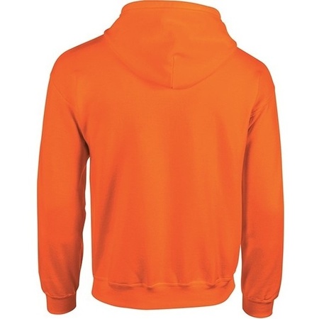Orange full zip sweater with hood