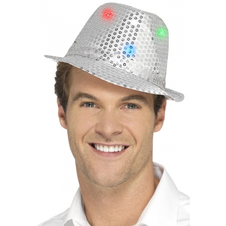 Toppers in concert - Carnaval verkleed set hoed met strikje zilver glitters