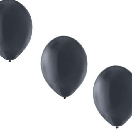 50x ballonnen - 27 cm -  zilver / zwarte versiering