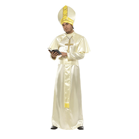 Verkleedkleding Paus kostuum wit en goud