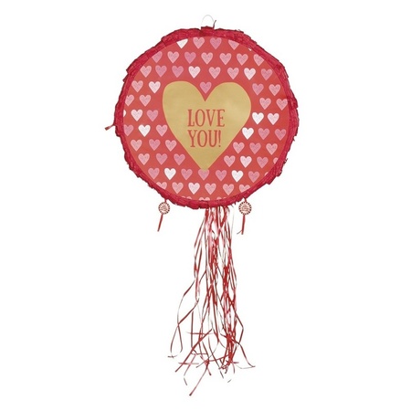 Pinata round with red hearts 40 cm